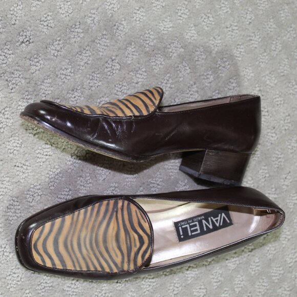 Van Eli Women's Sz 5.5M Animal Print Block Heel Loafers - Picture 1 of 6